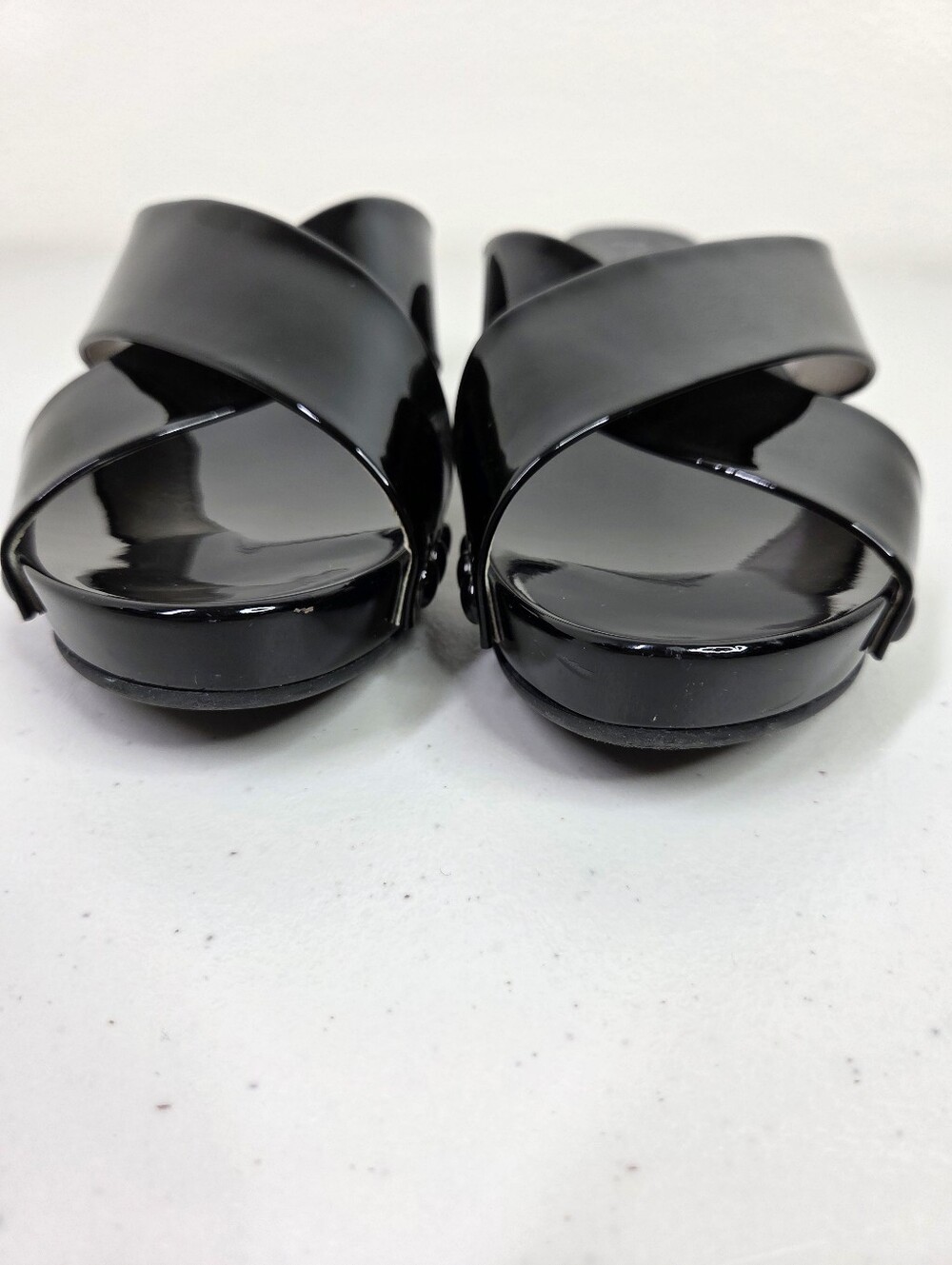 Pedro Garcia Black Patent Slide Sandals - Picture 4 of 16